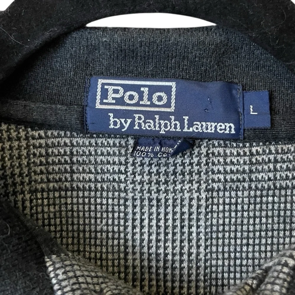 Polo Ralph Lauren Gray Long Sleeve Polo Shirt Men’s Sz.L 2-Tone Knit Classic Fit